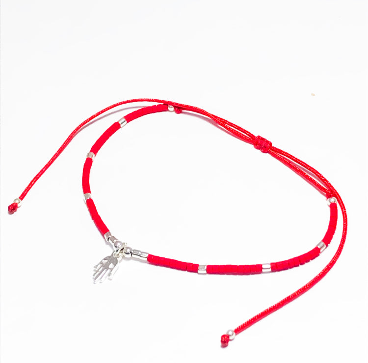 Pulsera Mostacillas Mano de Fátima colgante