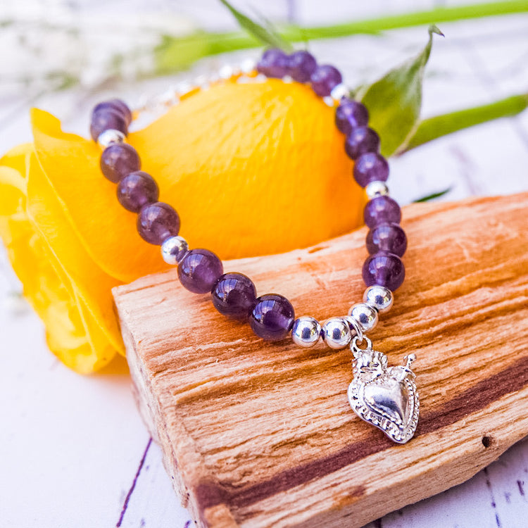 Pulsera Amatista Corazón de Jesús