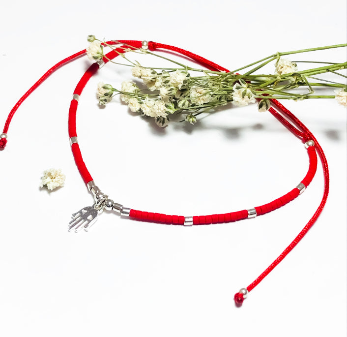 Pulsera Mostacillas Mano de Fátima colgante