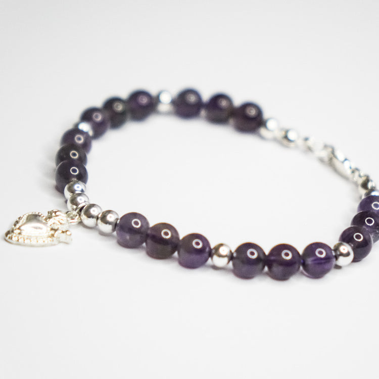 Pulsera Amatista Corazón de Jesús